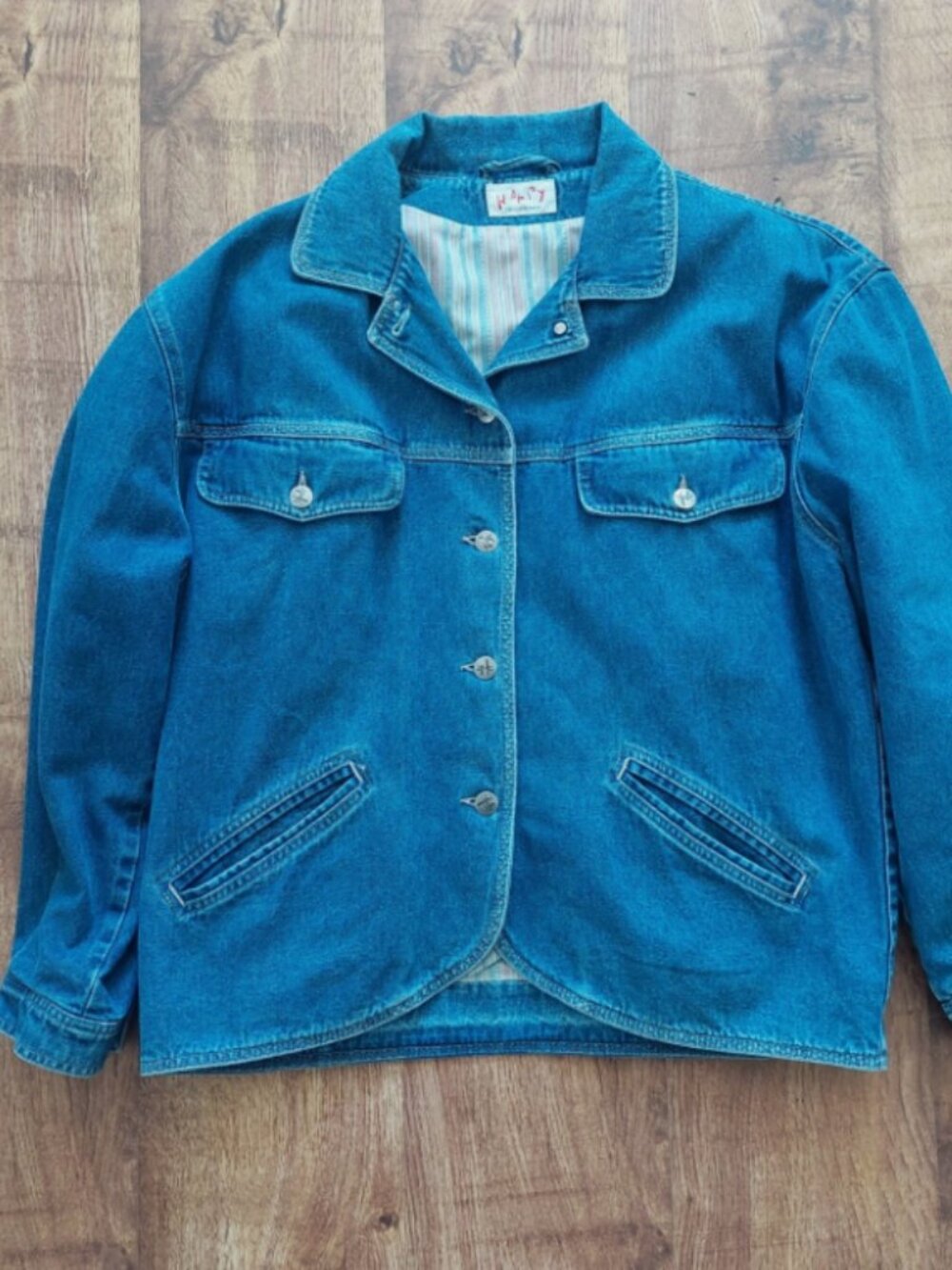 Happy Heidemann VTG Denim Jeans Jacket Women Boxy XL Embroidered Horse